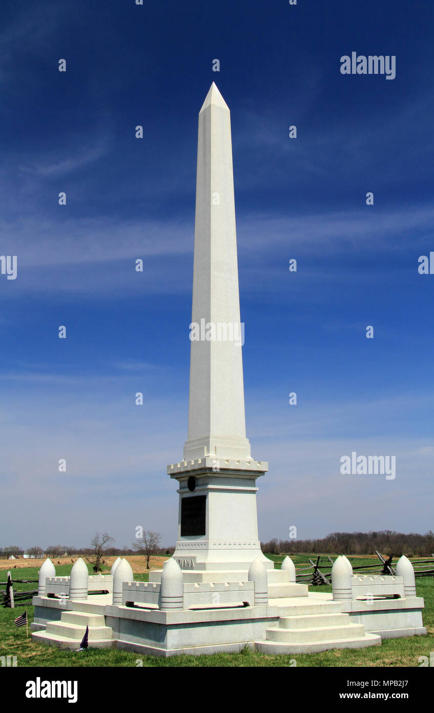 Lo stato dell'Indiana monumento onora cavalleria e reggimenti di fanteria che ha servito durante la battaglia di Antietam, combattuto durante la Guerra Civile Americana Foto Stock