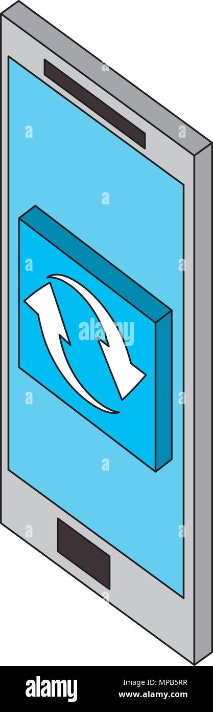 Ricaricare lo smartphone il tasto frecce isometrica web Illustrazione Vettoriale