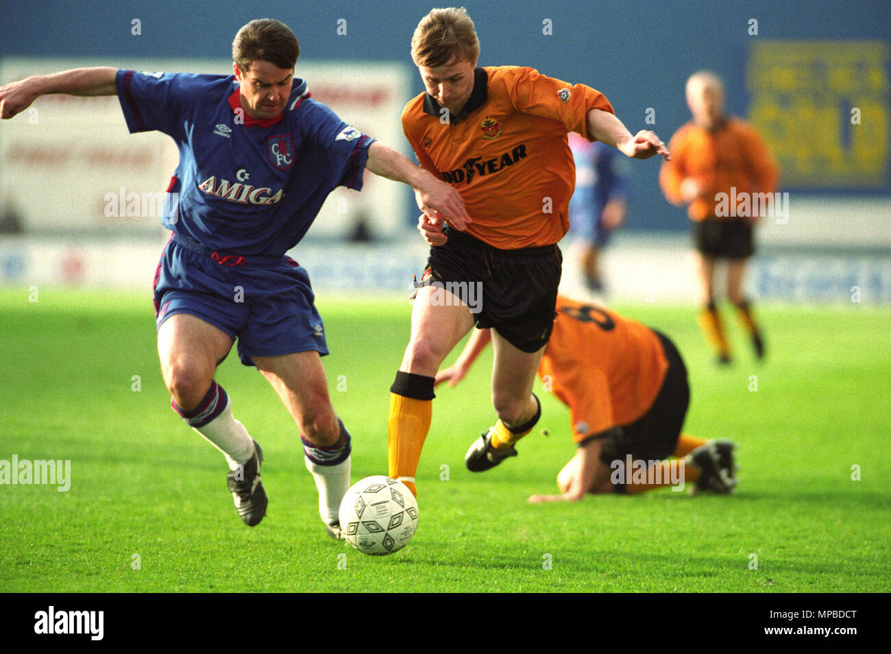 CHELSEA V Lupi a Stamford Bridge 13/3/94 FA Cup Kevin Keen e Steve Clark Foto Stock