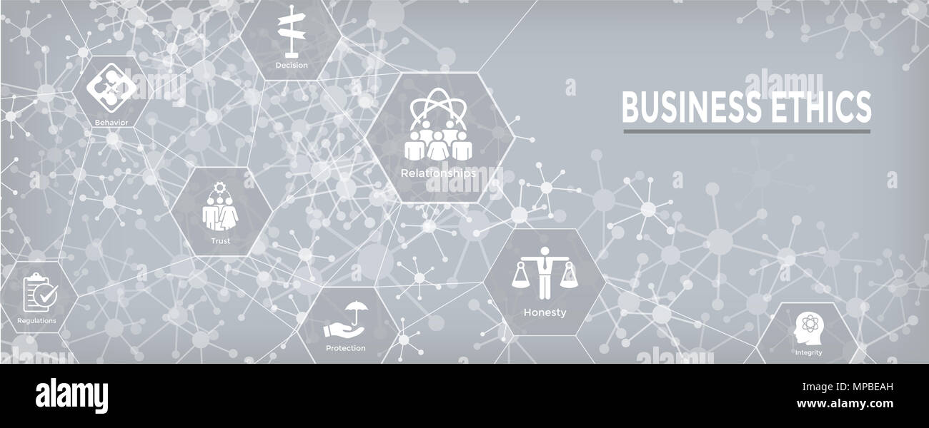 Business Ethics Banner Web Icon Set - onestà, integrità, impegno e decisione Foto Stock