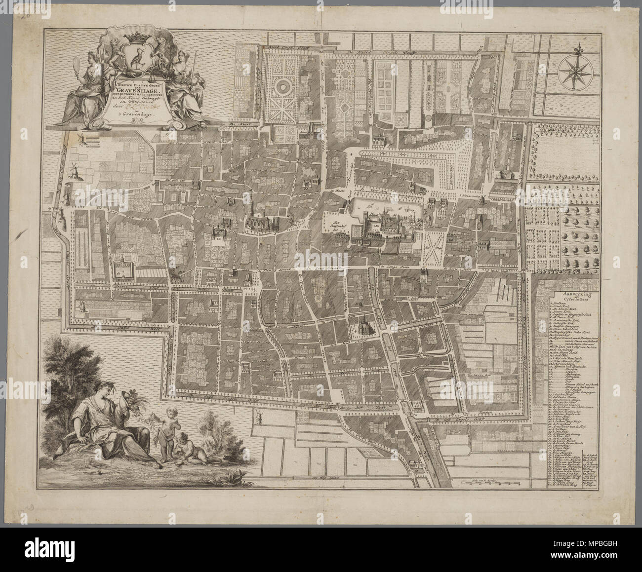 . Nederlands: Nieuwe Platte Grond van 's Gravenhage met de voornaemste gebouwen . 1740. Blocco, Joan 928 Nieuwe Platte Grond van s Gravenhage met de voornaemste gebouwen Foto Stock