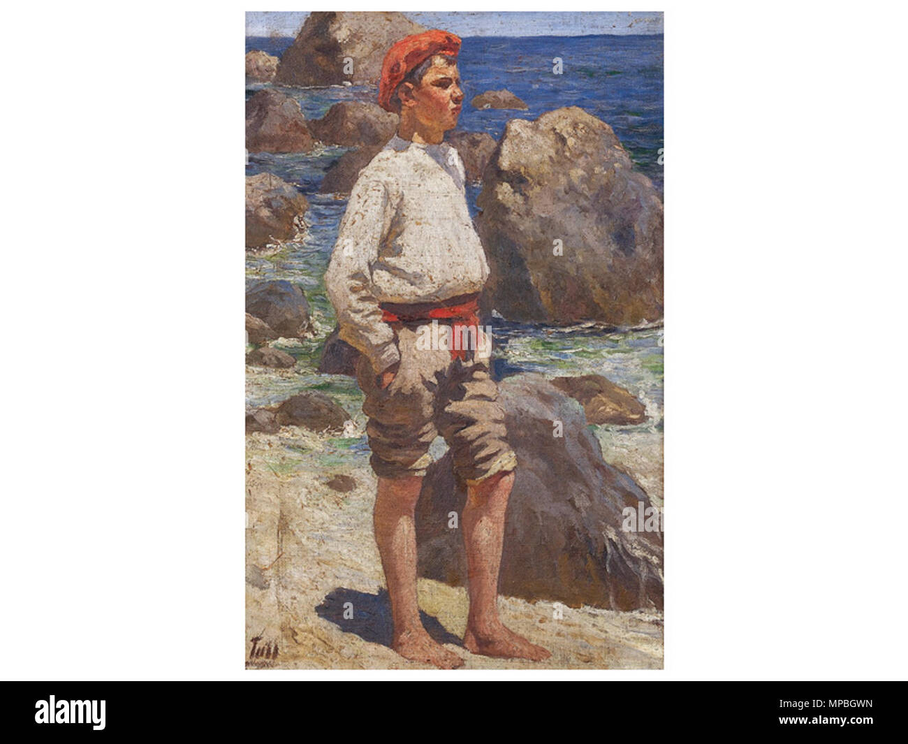 . Inglese: al mare. Olio, tela, su cartone 50 x 34 cm. 1900s. Edmund Tull (1870-1911) nomi alternativi Ödön Tull Descrizione pittore ungherese Data di nascita e morte 9 Maggio 1870 15 Settembre 1911 Luogo di nascita e morte Székesfehérvár Budapest Posizione Lavoro Parigi, Budapest competente controllo : Q4465140 VIAF: 311492862 GND: 1099736056 RKD: 460930 1208 Tull-Seaside Foto Stock