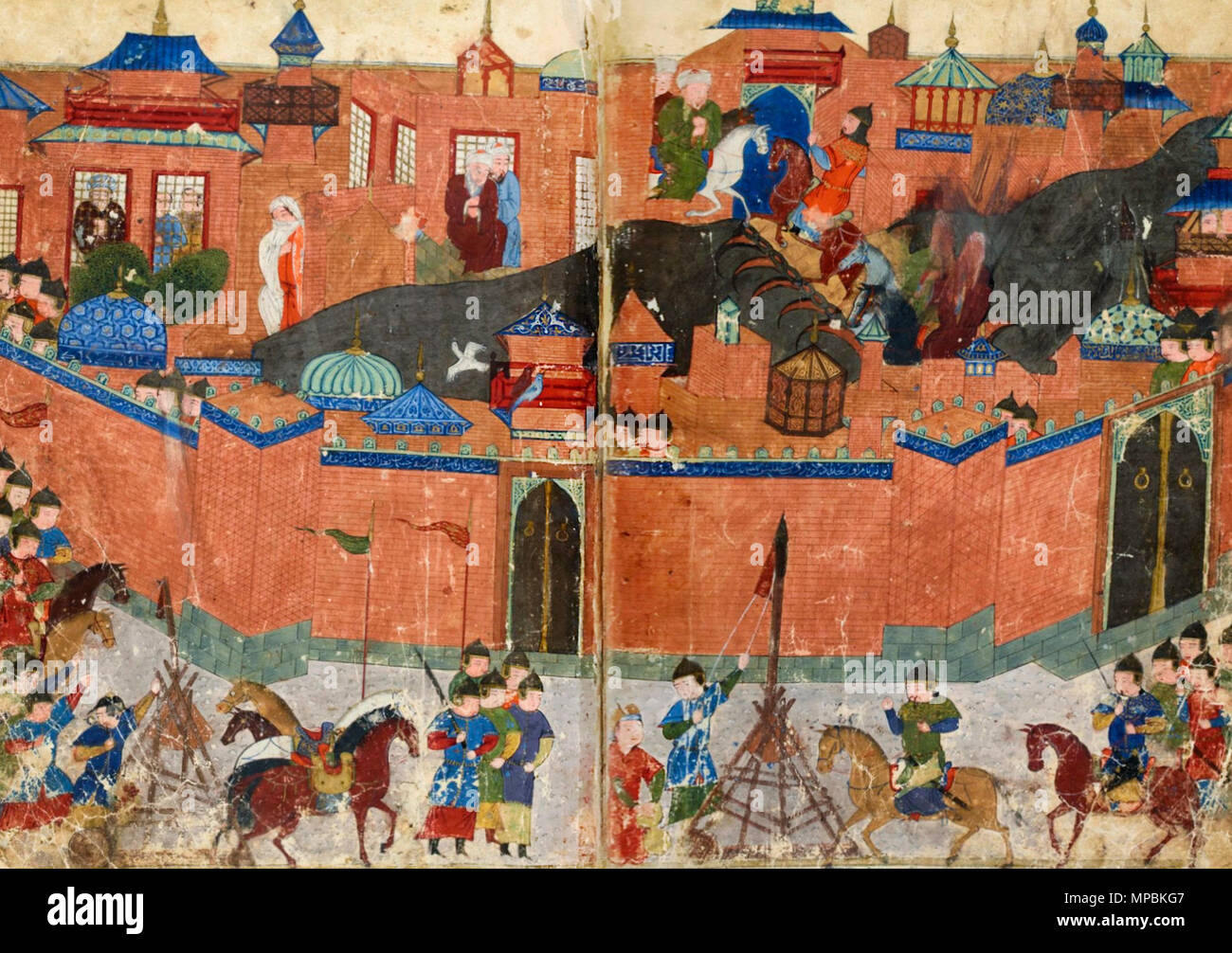 I mongoli assediava Baghdad nel 1258 Foto Stock