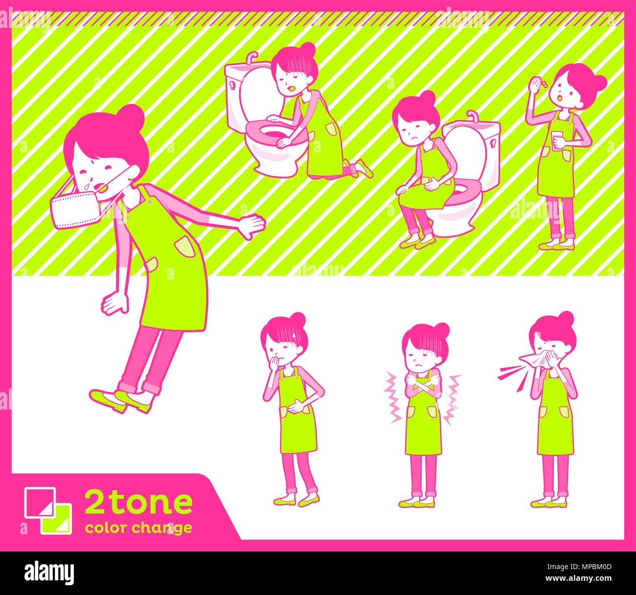 2 Tipo di tono Ballet Bun grembiule capelli mom set 09 Illustrazione Vettoriale