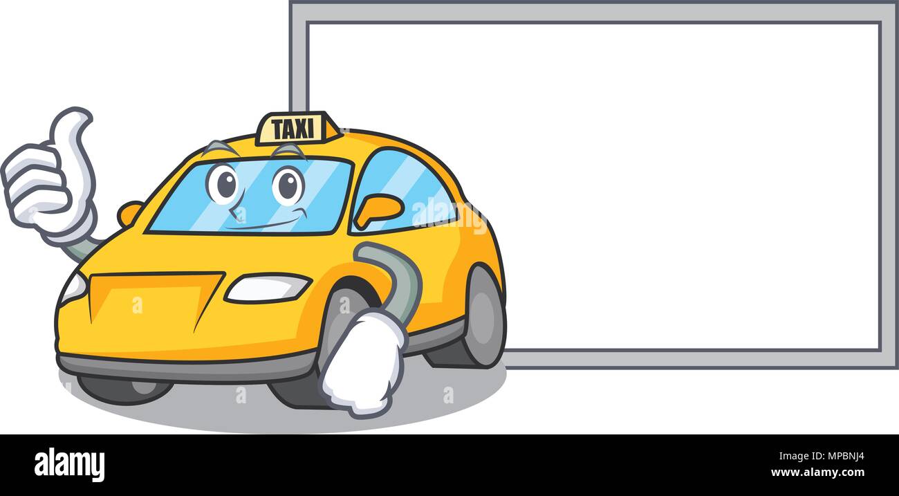 Thumbs up con taxi scheda personaggio stile fumetto illustrazione vettoriale Illustrazione Vettoriale