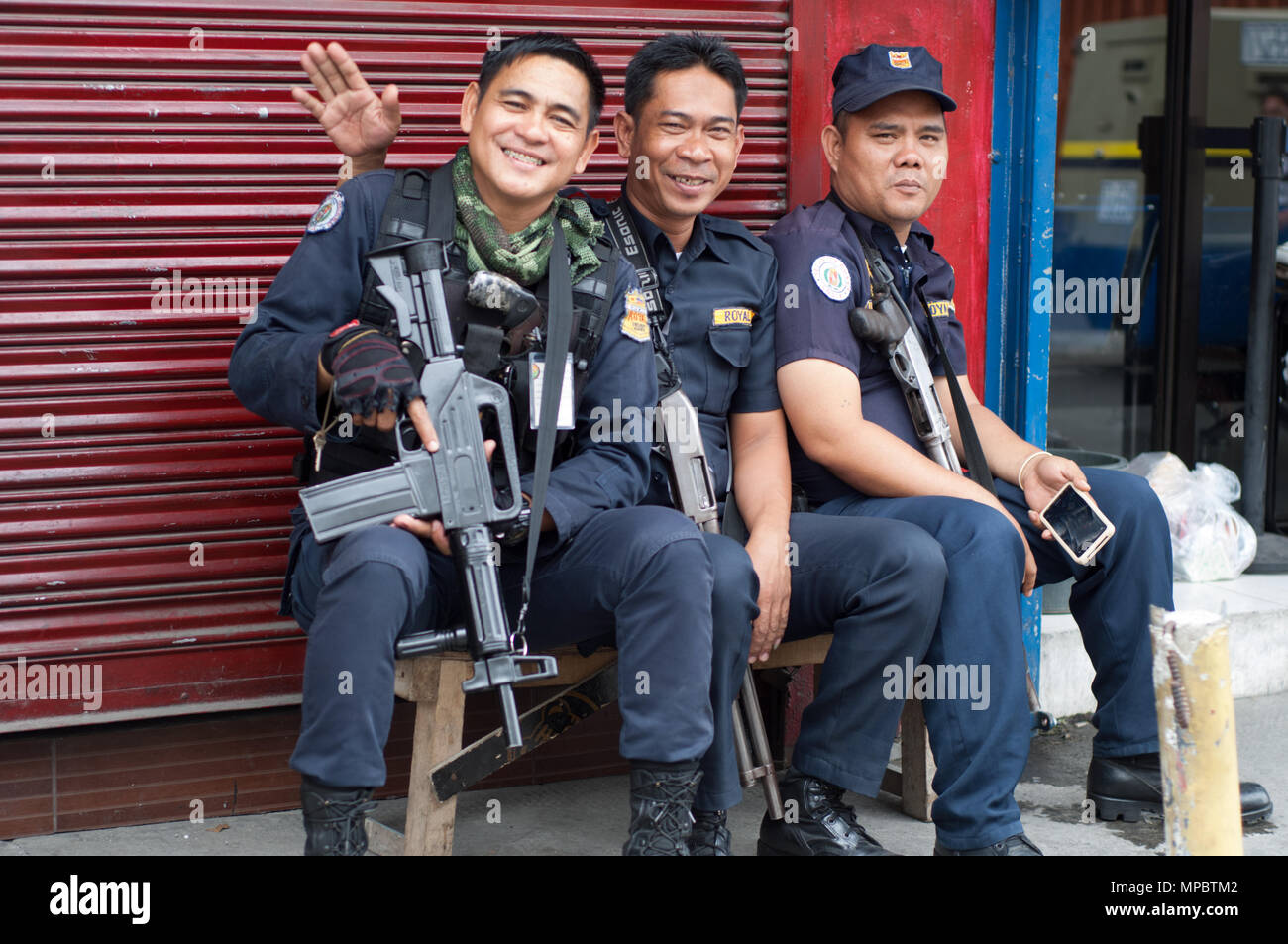 Tre poliziotti, Angeles City, Filippine Foto Stock