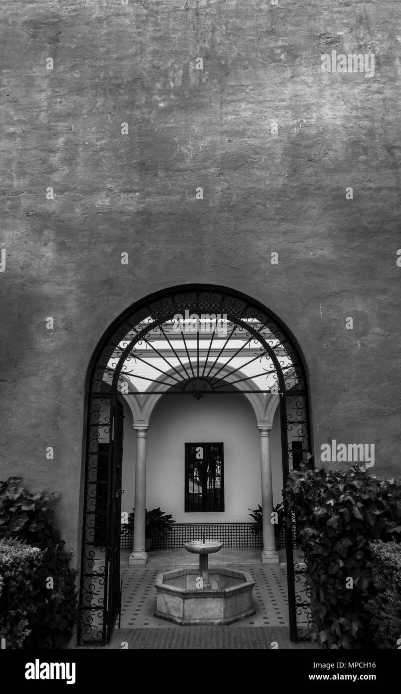 Parete, porta e patio nel Alcazar di Siviglia in Spagna Foto Stock Parete, porta e patio nel Alcazar di Siviglia in Spagna Foto Stock