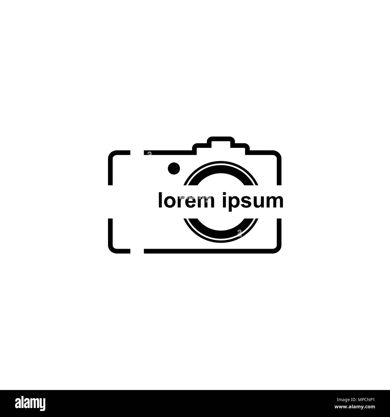 Logo della fotocamera design, fotografia logo, icone vettoriali. Illustrazione Vettoriale