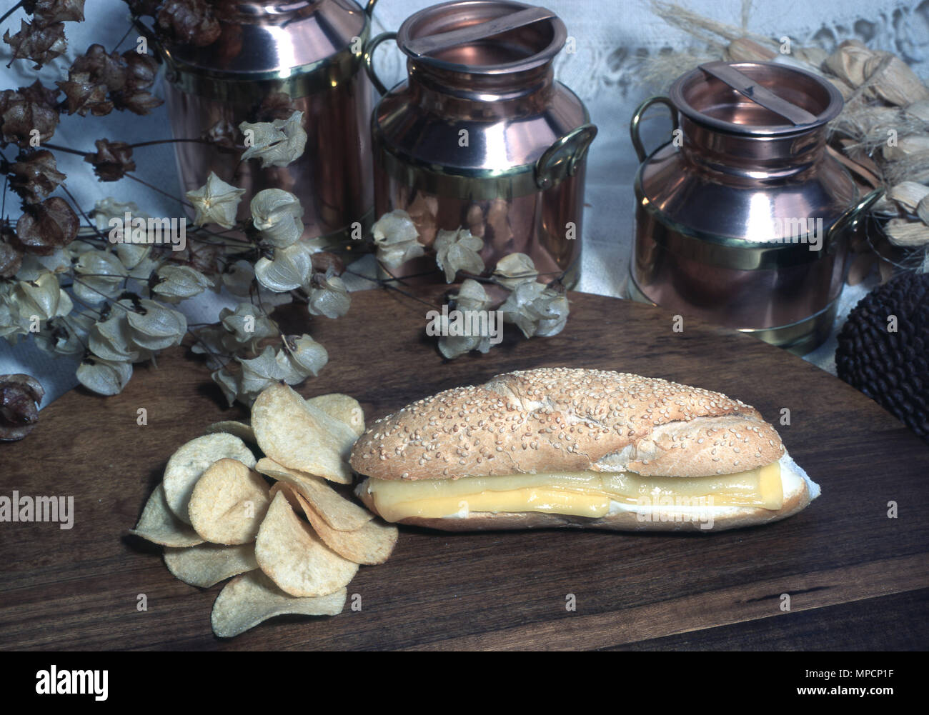 Sandwich, baguette, formaggio Foto Stock