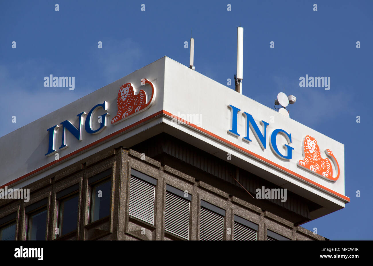 Amsterdam, Paesi Bassi-ottobre 4, 2015: facciata della ING Bank in Amsterdam Foto Stock