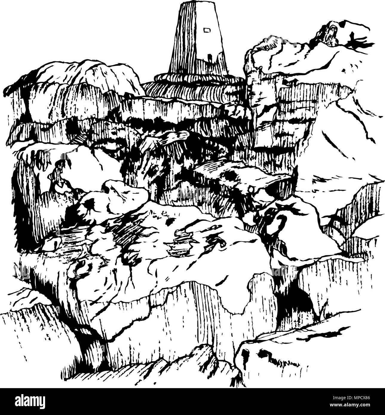 Il punto di innesco, grande Whernside, Yorkshire Dales. Illustrazione Vettoriale