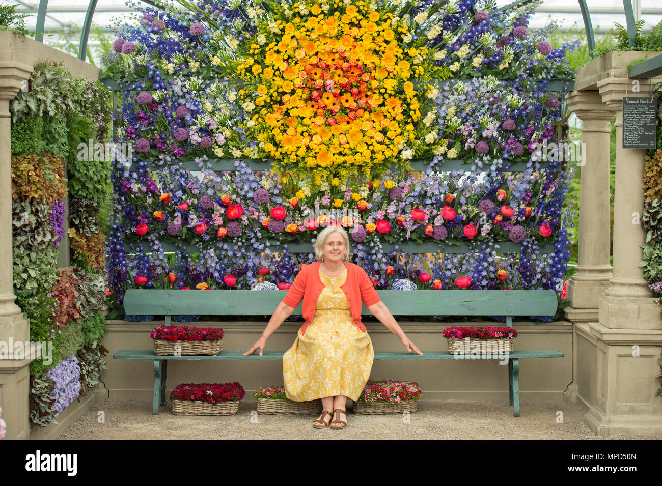 RHS Chelsea Flower Show. Il mercato floreale. Nel grande padiglione, il cavalletto fa cenno di sì con la testa per il tripudio di colori presenti nel vivace patrimonio mercati britannico. Foto Stock