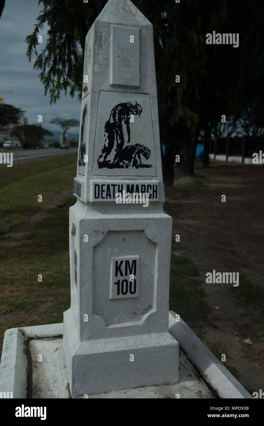Una banchina memoriale per le vittime della morte di Bataan Marzo, Angeles City, Filippine Foto Stock