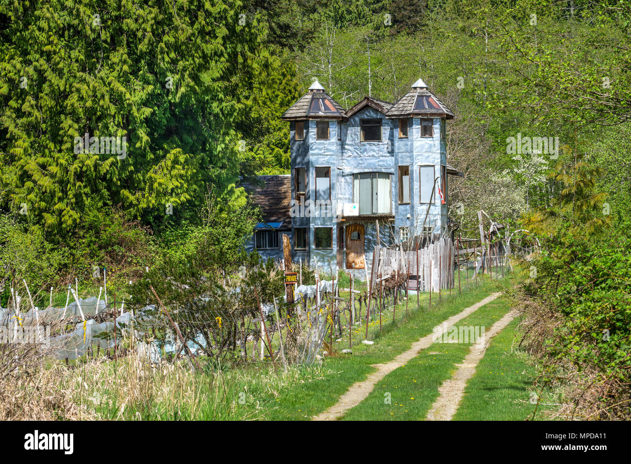 Casa privata e il vigneto, Hornby Isola, BC, Canada. Foto Stock