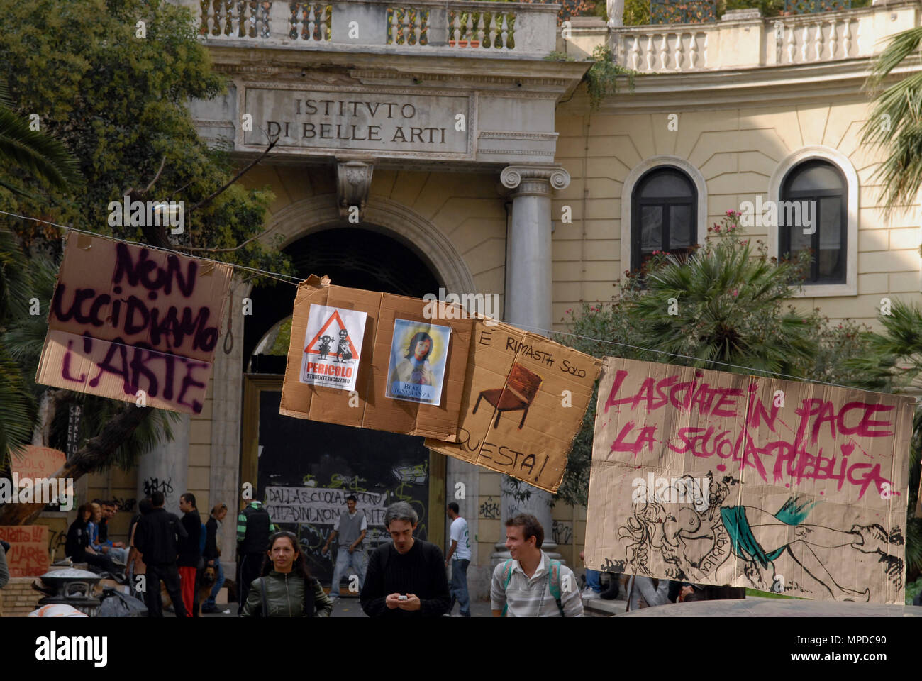 Gli studenti occupano l'Accademia di Belle Arti di Via Ripetta a Roma. L'Italia. Foto Stock