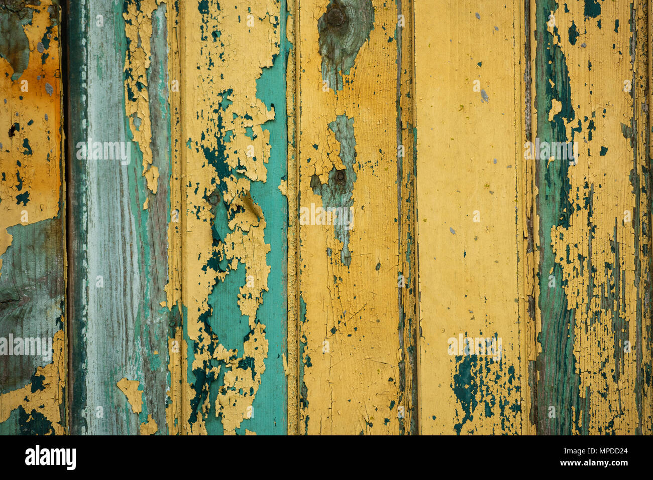 Colorati indossati superficie in legno Foto Stock