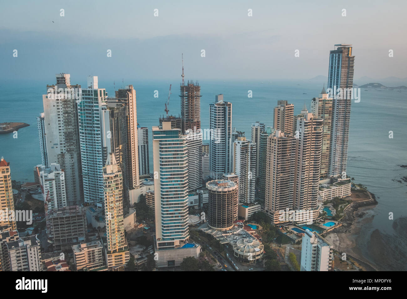 Grattacielo edifici, centro città antenna della Città di Panama Foto Stock