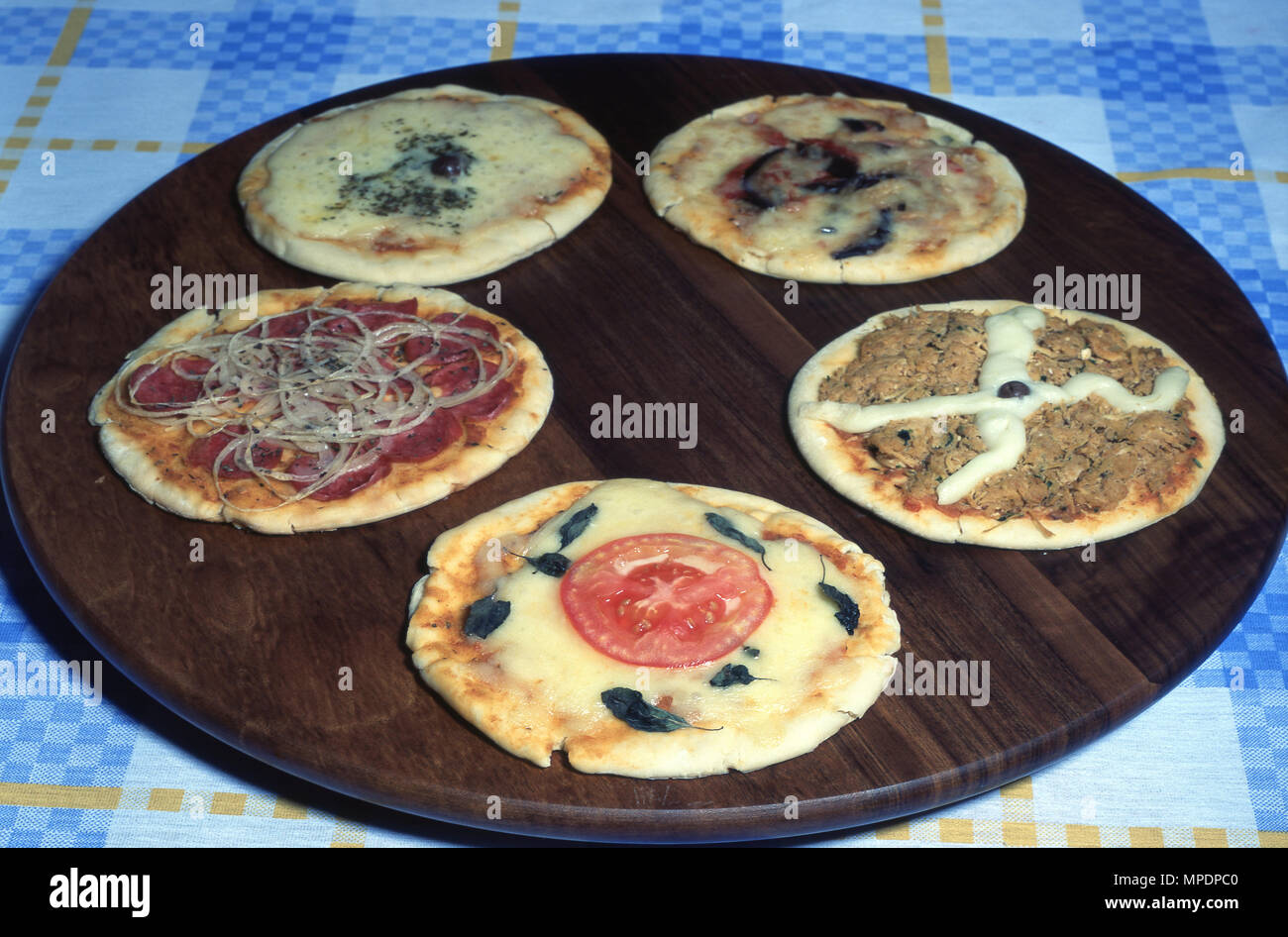 Mini-pizze, servita Foto Stock