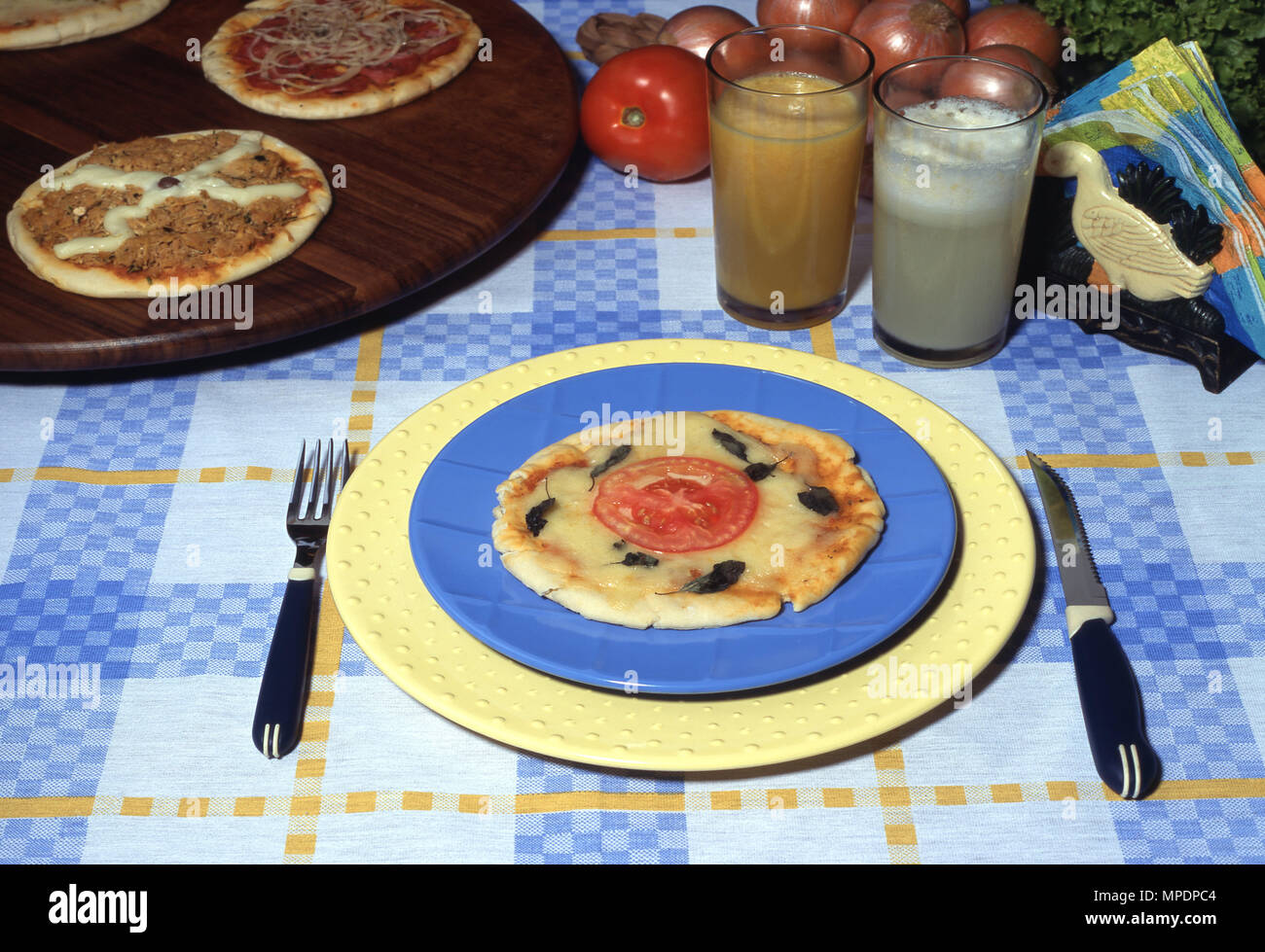 Mini-pizze, servita Foto Stock