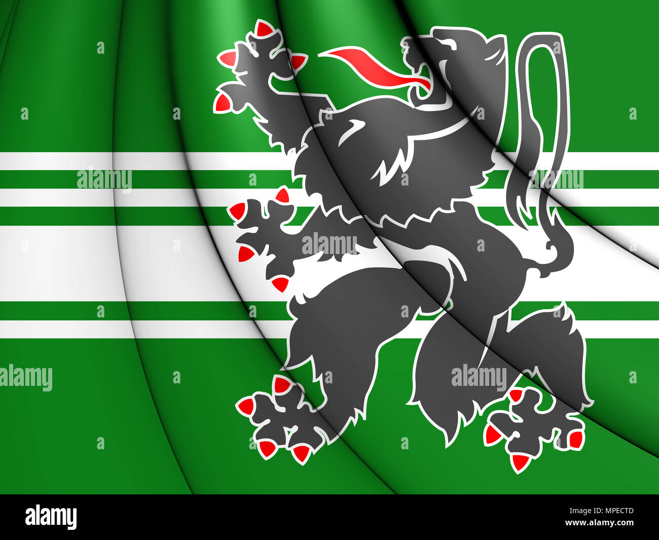 3D Bandiera della Fiandra orientale, Belgio. 3D'illustrazione. Foto Stock