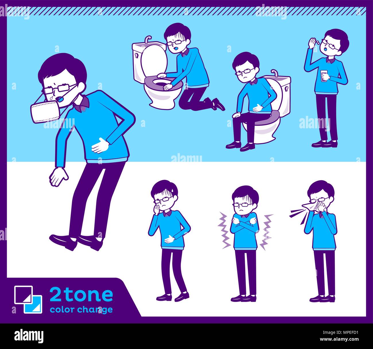 2 Tipo di tono papà che indossano occhiali set 09 Illustrazione Vettoriale