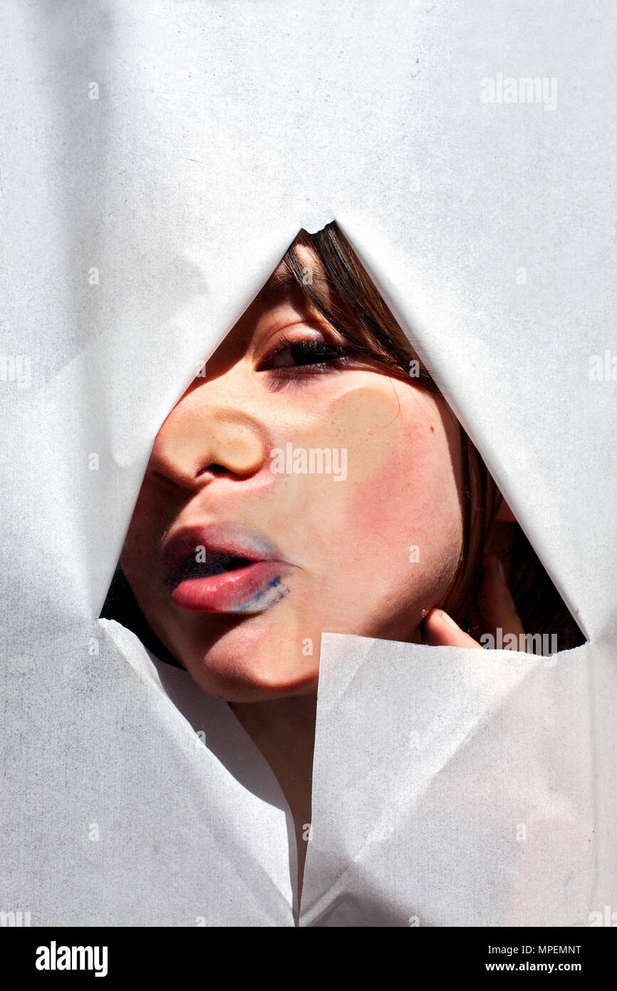 Faccia distorta Foto Stock