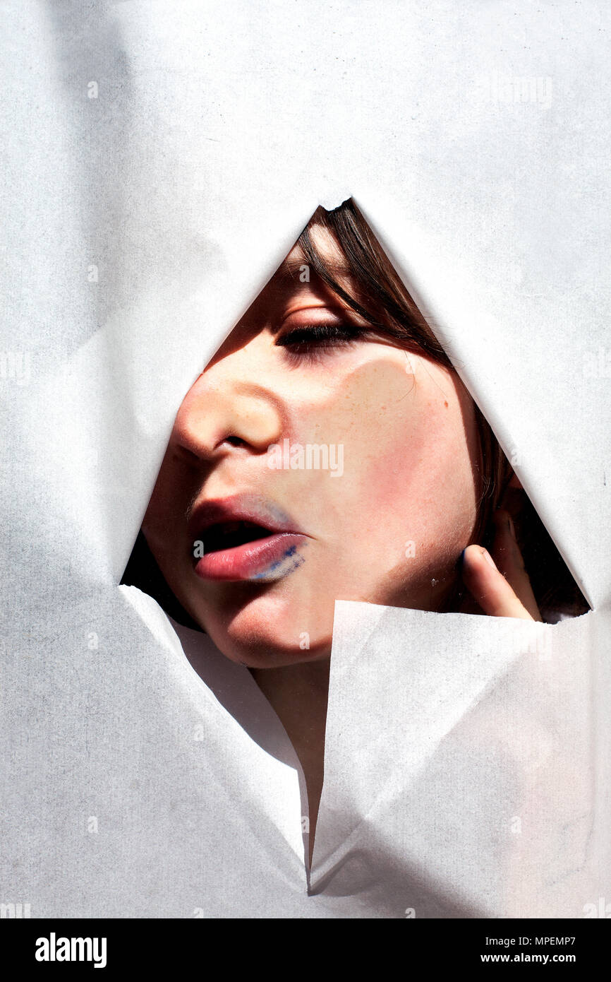 Faccia distorta Foto Stock