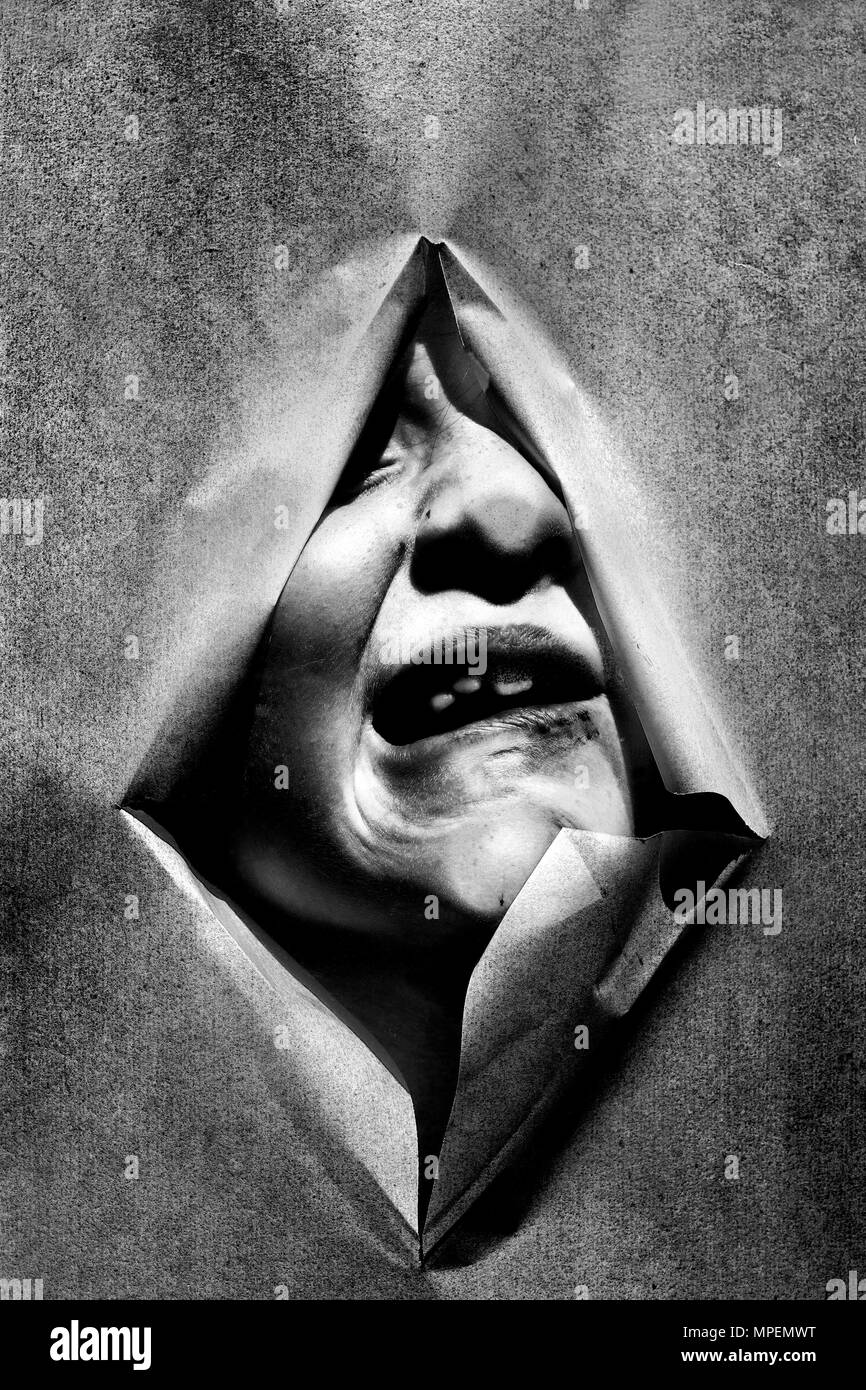 Faccia distorta Foto Stock