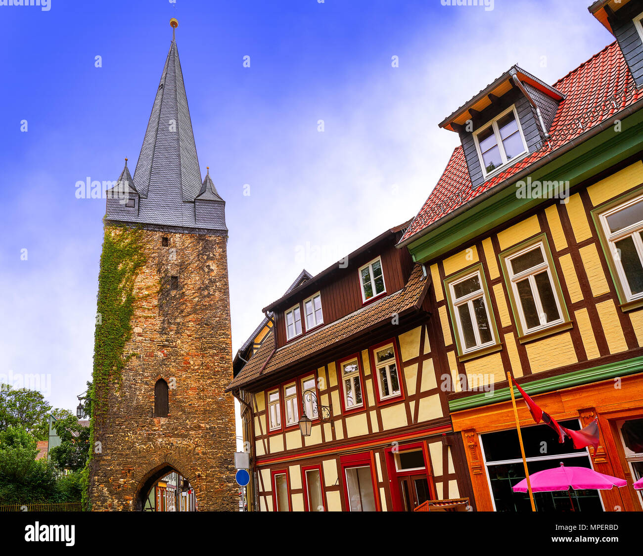 Wernigerode tower Westerntorturm Harz in Germania in Sassonia Foto Stock