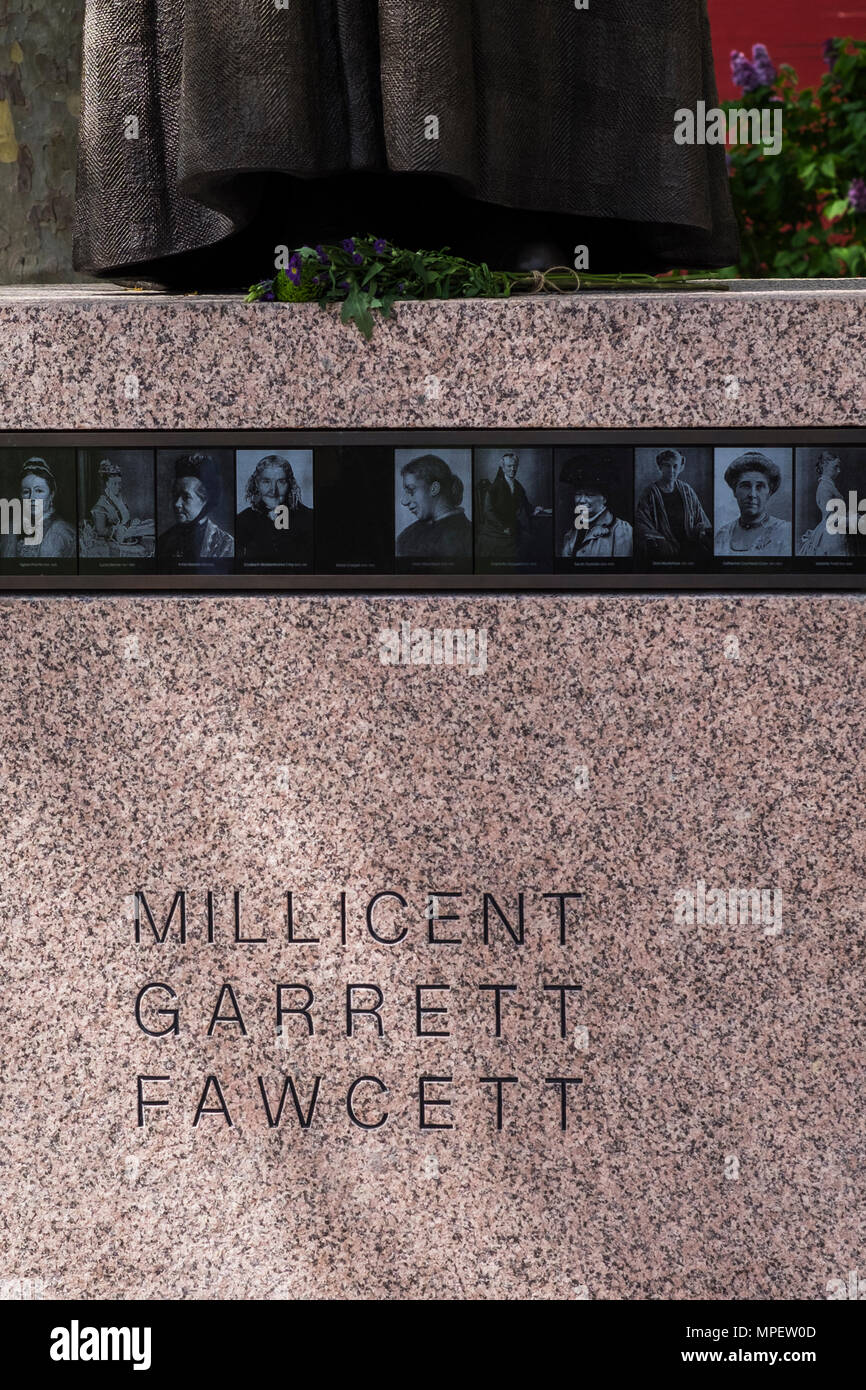 Dame Millicent Garrett Fawcett statua, la piazza del Parlamento, London, England, Regno Unito Foto Stock