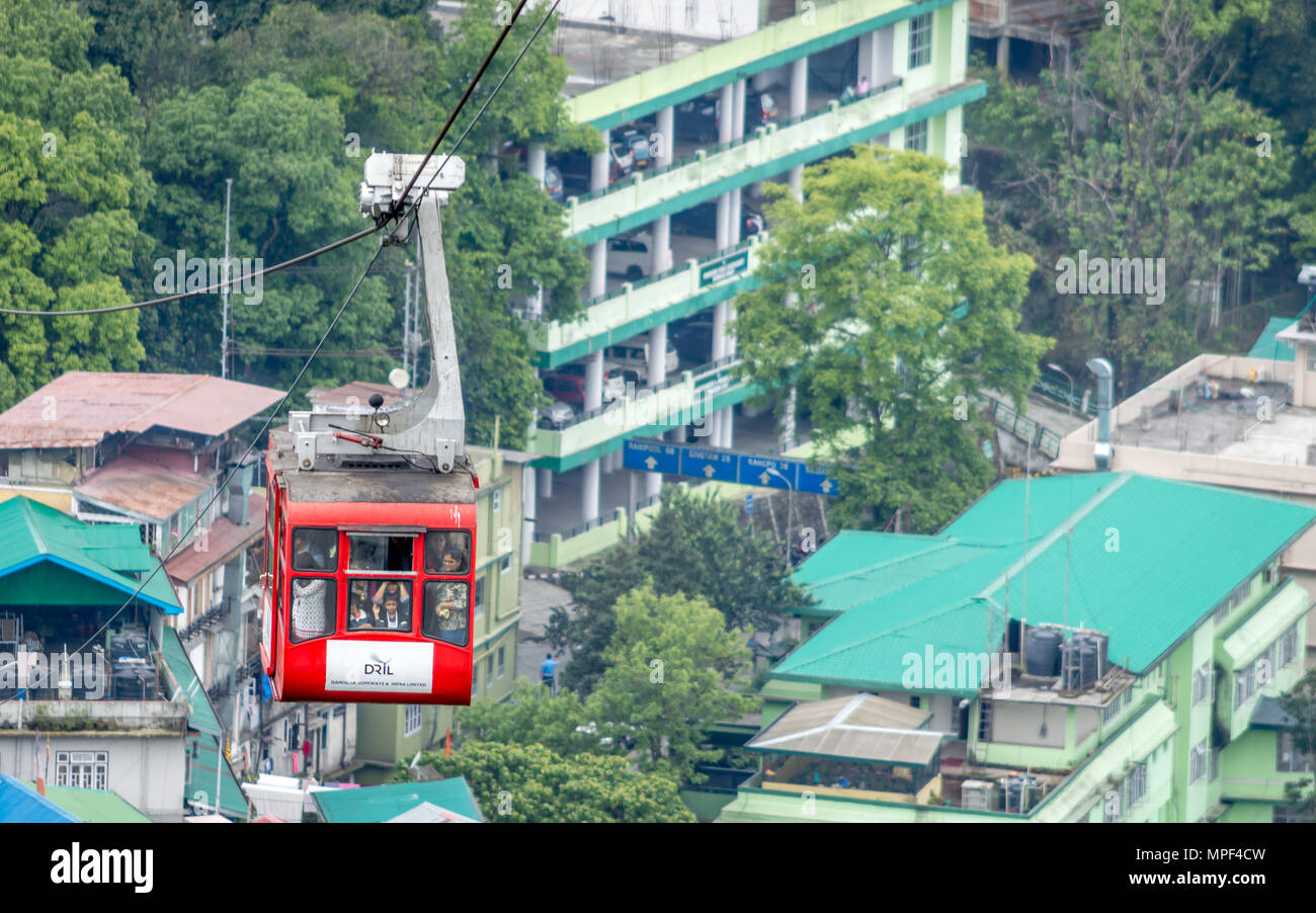 Gangtok, Sikkim, India - 3 Maggio 2018 : un cavo auto operanti presso la città capitale del Sikkim, Gangtok, India Foto Stock