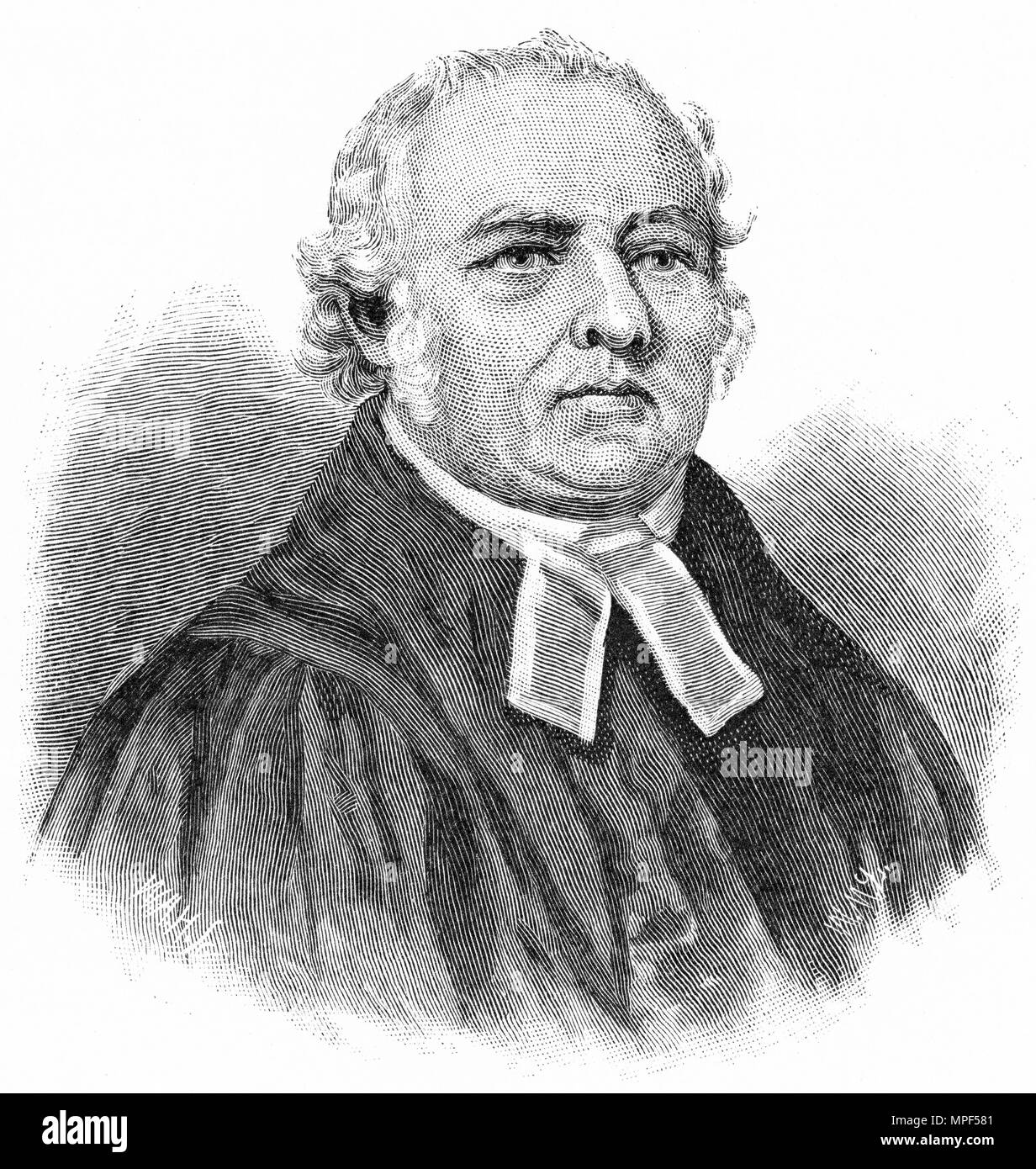 Incisione di Rev Samuel Marsden, ministro anglicano e missionario in Nuova Zelanda. Dal pittoresco Atlas dell Australasia Vol 3, 1886 Foto Stock