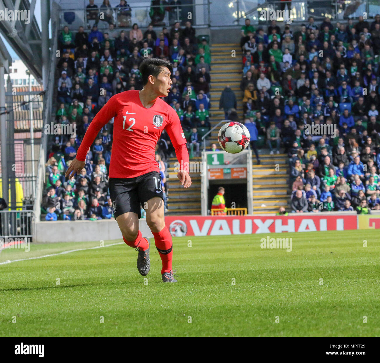 Il 24 marzo 2018. Calcio internazionale cordiale 2018, Irlanda del nord / sud corea al Windsor Park di Belfast. (12) Lee Yong Corea del Sud. Foto Stock