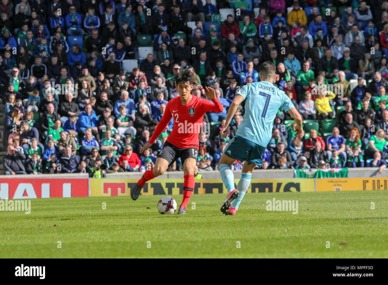 Il 24 marzo 2018. Calcio internazionale cordiale 2018, Irlanda del nord / sud corea al Windsor Park di Belfast. (12) Lee Yong Corea del Sud. Foto Stock