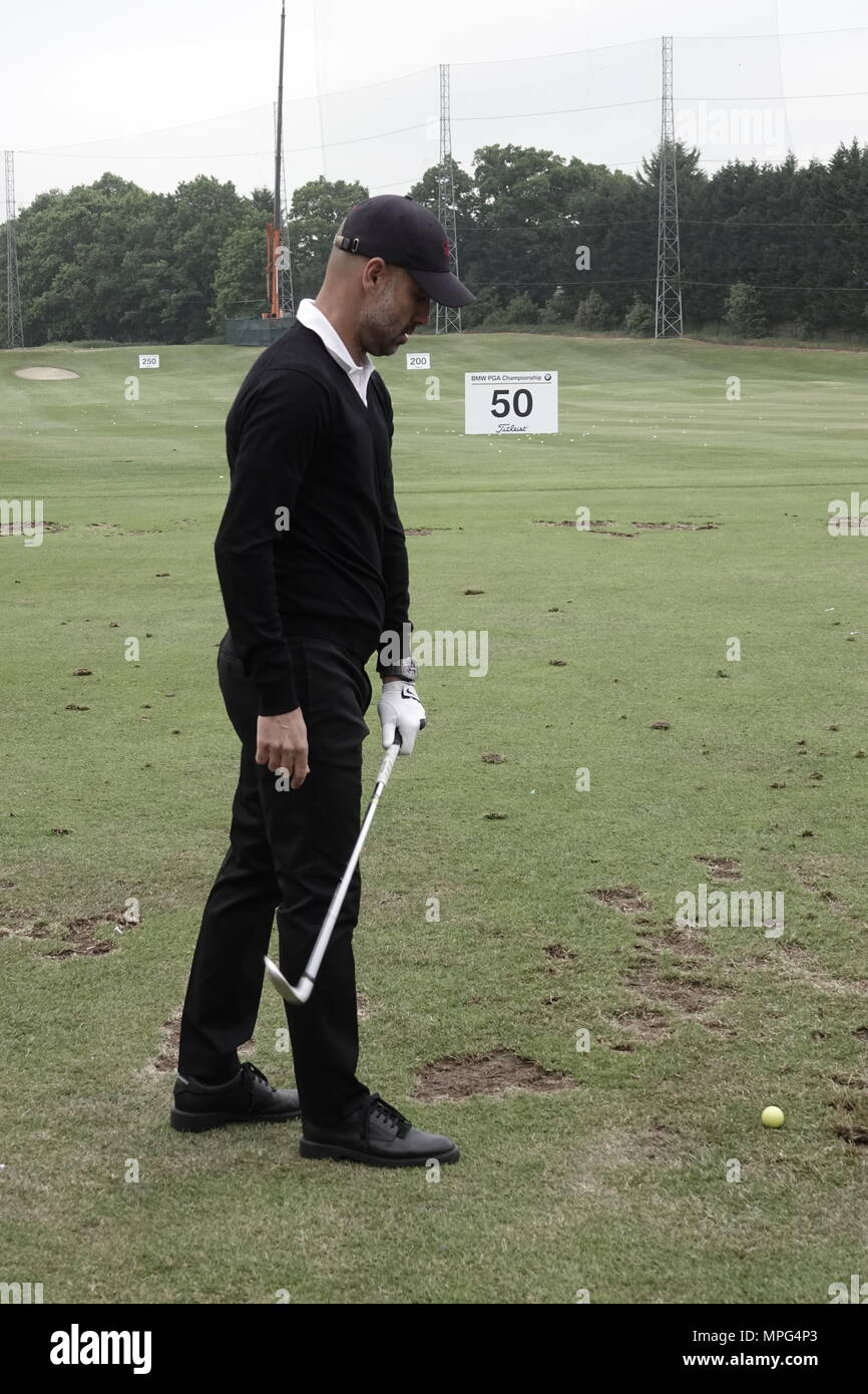 23 Maggio, 2018 Pep Guardiola, Manchester City football club pullman, gioca a golf presso la BMW/PGA Championship di Wentworth, Surrey, Regno Unito Foto Stock