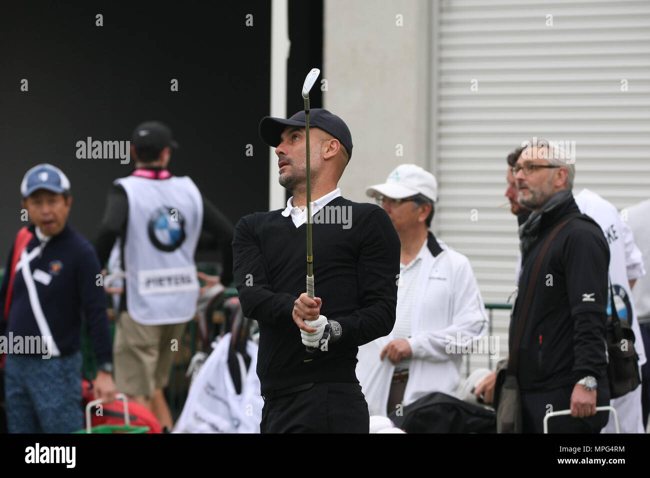 23 Maggio, 2018 Pep Guardiola, Manchester City football club pullman, gioca a golf presso la BMW/PGA Championship di Wentworth, Surrey, Regno Unito Foto Stock