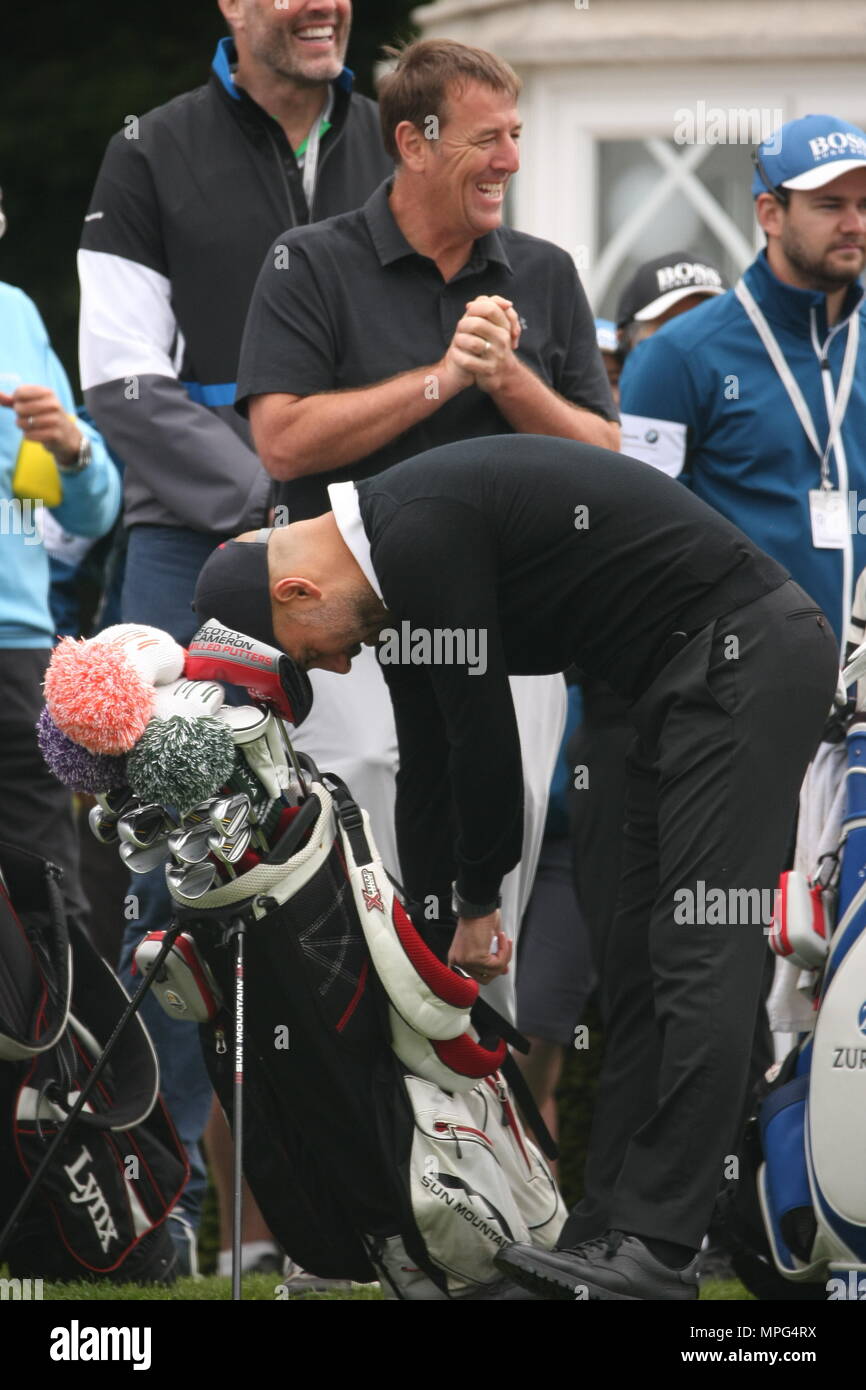 23 Maggio, 2018 Pep Guardiola, Manchester City football club pullman, gioca a golf presso la BMW/PGA Championship di Wentworth, Surrey, Regno Unito Foto Stock