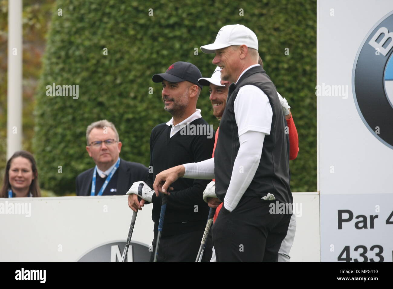 23 Maggio, 2018 Pep Guardiola, Manchester City football club pullman, gioca a golf presso la BMW/PGA Championship di Wentworth, Surrey, Regno Unito Foto Stock