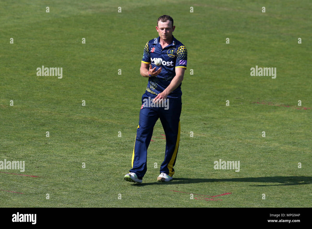 Cardiff, Galles, UK. 23 Maggio, 2018. Graham Wagg of Glamorgan si prepara per la coppa. Royal London uno- giorno cup match, Glamorgan vs Middlesex , giorno/notte corrispondono a Sophia Gardens a Cardiff, nel Galles del Sud Mercoledì 23 Maggio 2018. pic da Andrew Orchard/Alamy Live News Foto Stock