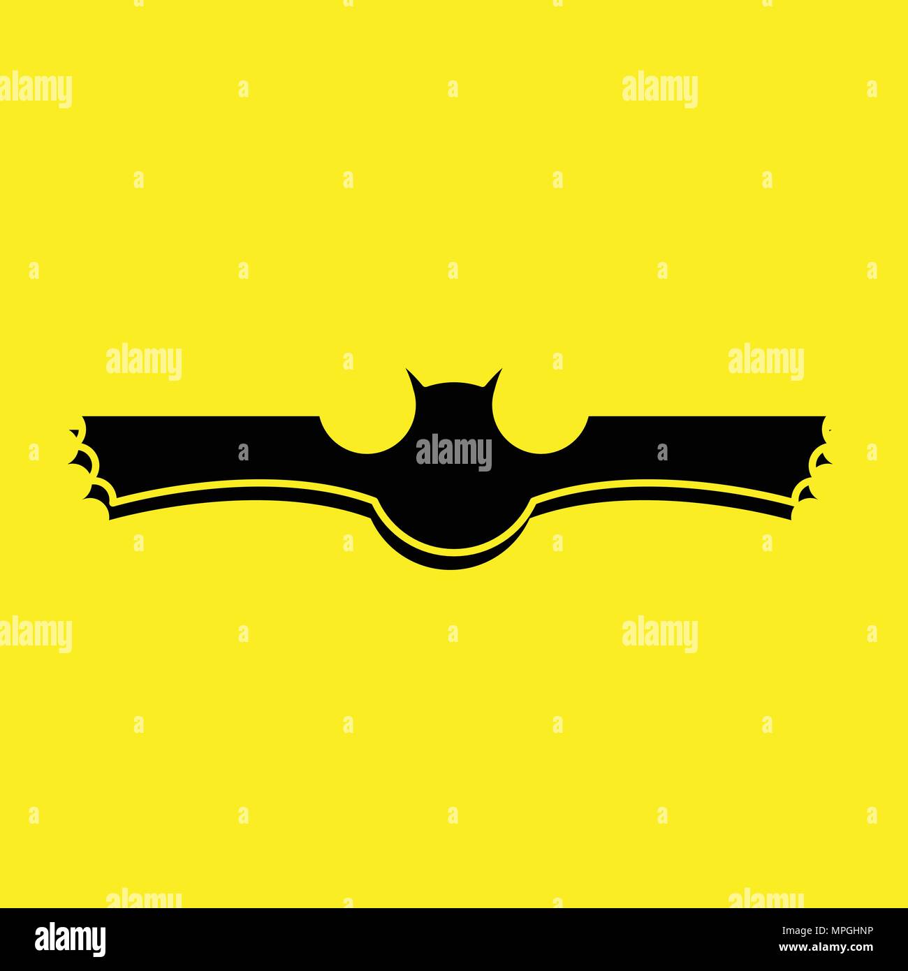 Bat nero logo con sfondo giallo illustrazione vettoriale.bat semplice design di simbolo Illustrazione Vettoriale