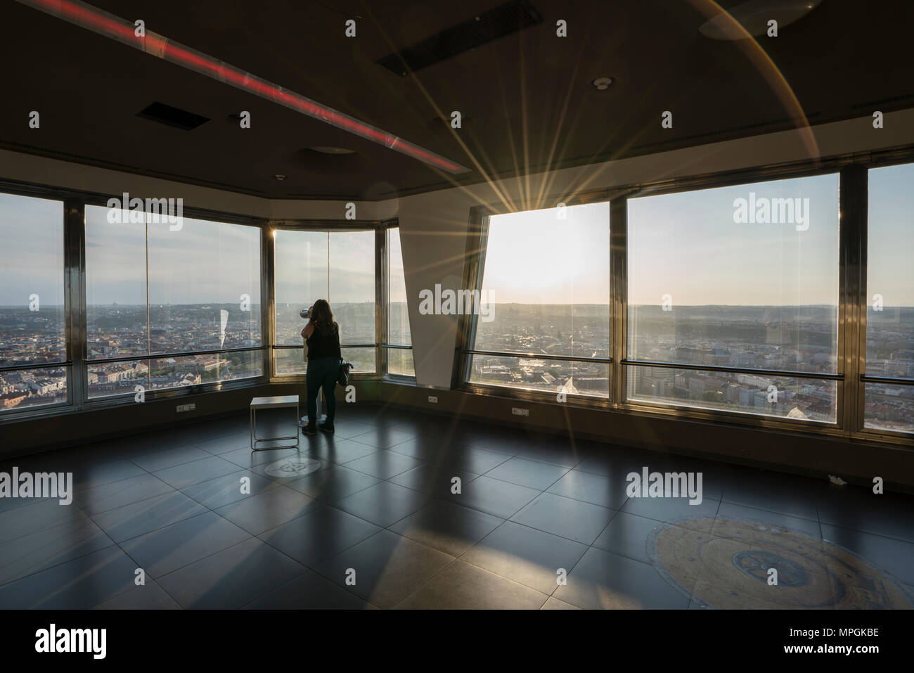 Il piano panoramico della torre della TV a Praga, Repubblica Ceca Foto Stock