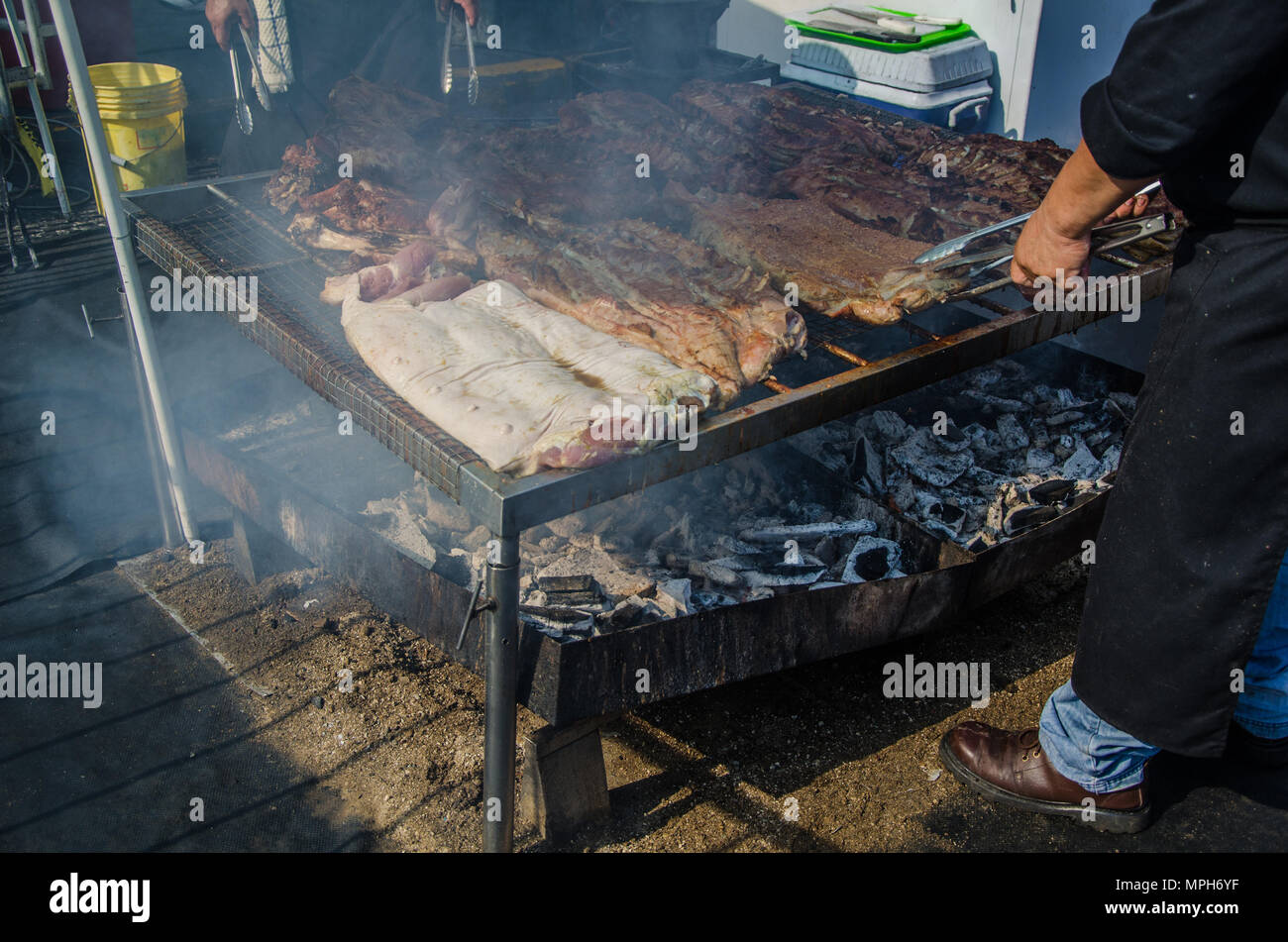 La cucina peruviana: arrosto di maiale Foto Stock