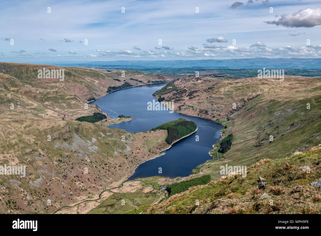 Vista aerea di Mardale Testa e Scafell da Harter cadde Foto Stock
