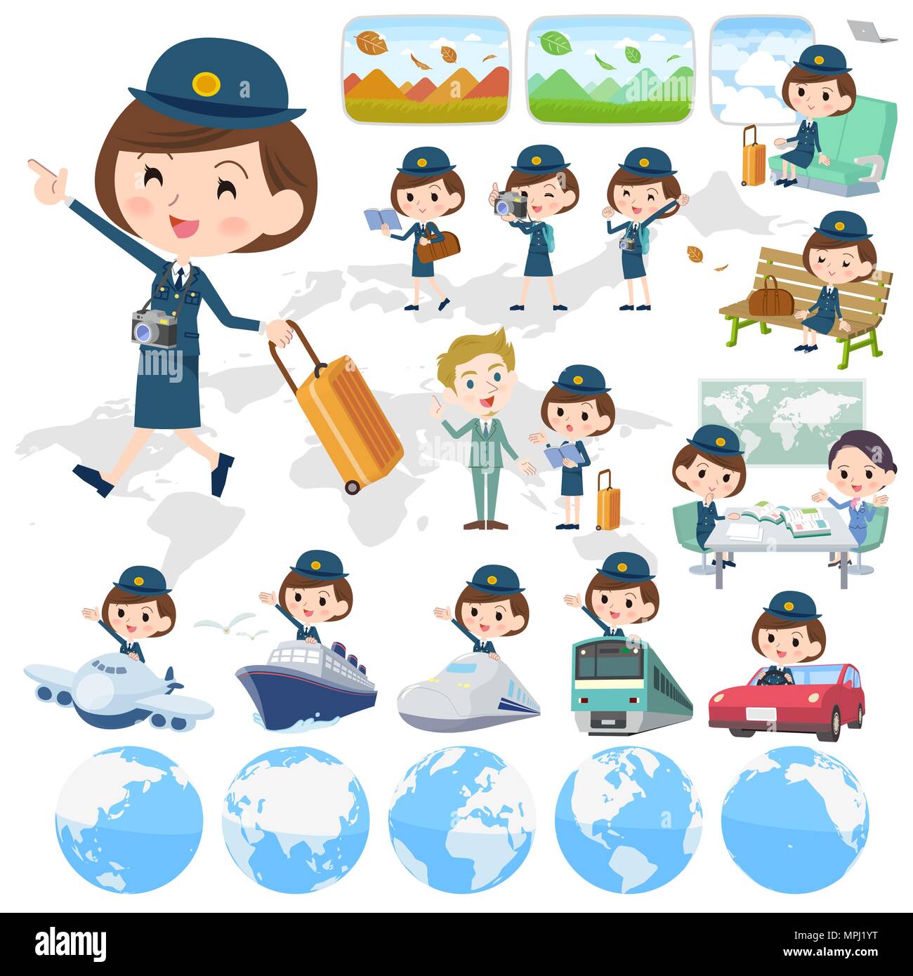 La polizia donne travel Illustrazione Vettoriale