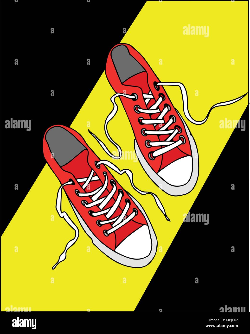 Illustrazione Vettoriale. sneakers rosso su sfondo nero Illustrazione Vettoriale