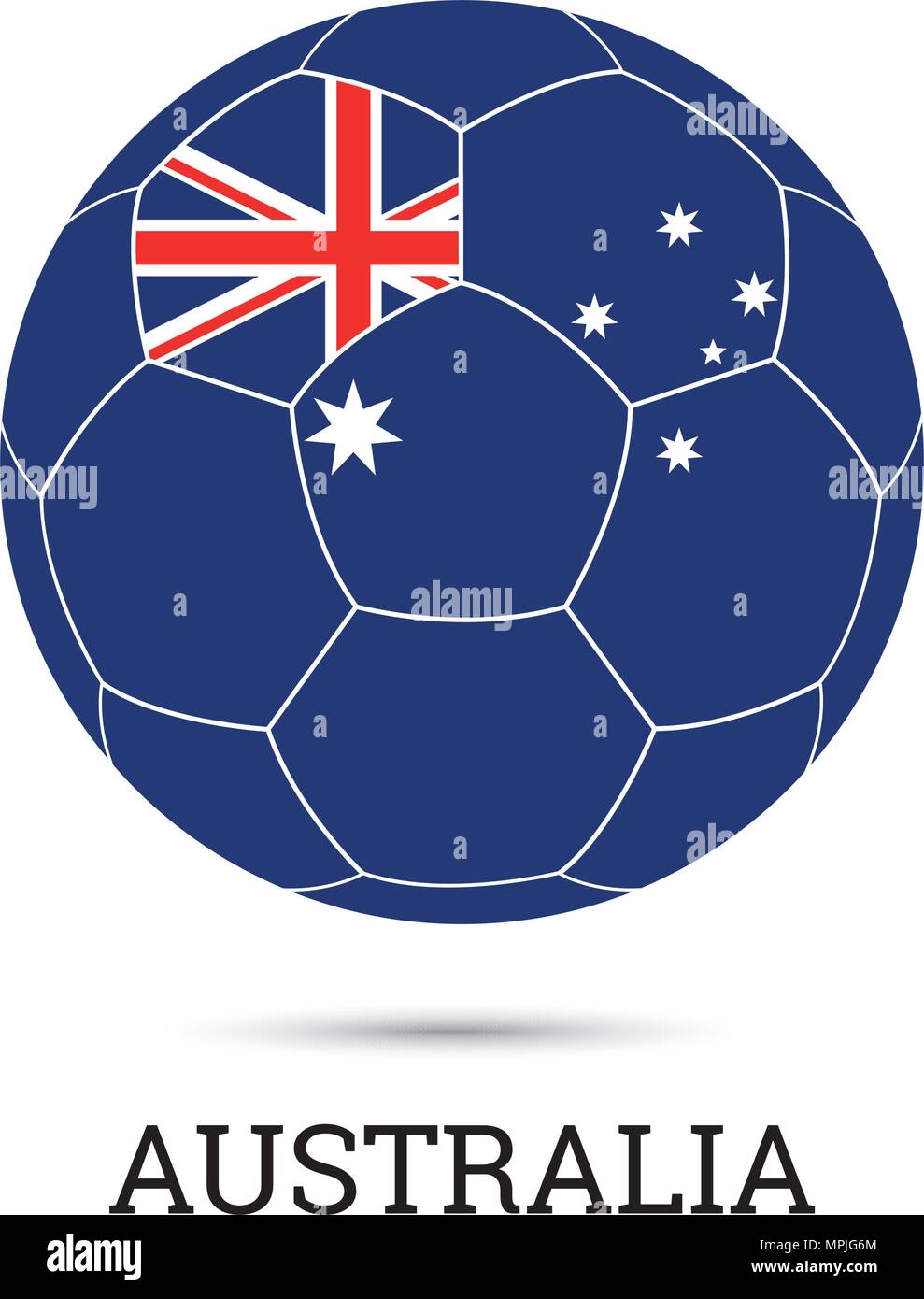 Pallone da calcio con la nazionale australiana di colori ed emblema illustrazione vettoriale Illustrazione Vettoriale