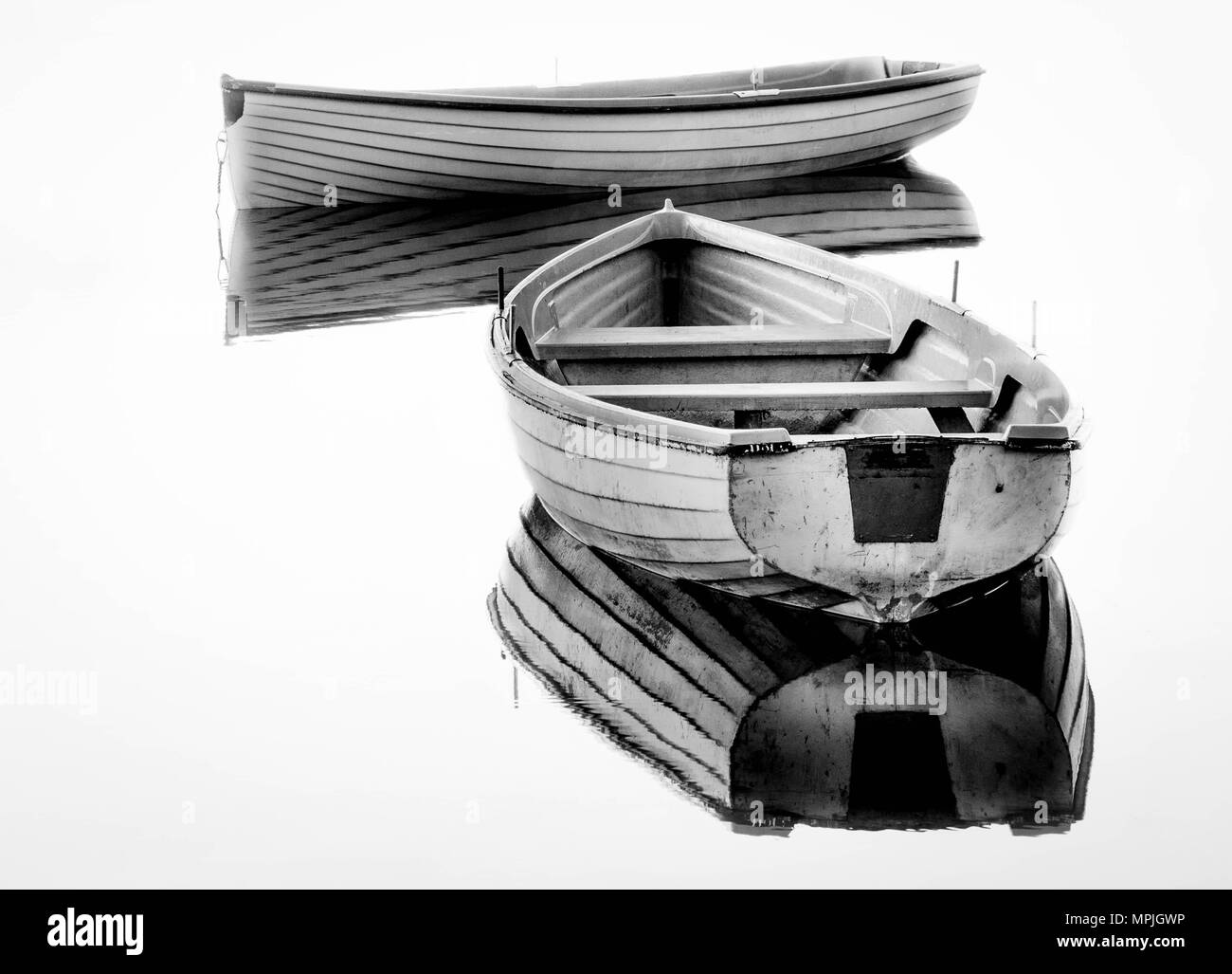 In bianco e nero barche Foto Stock