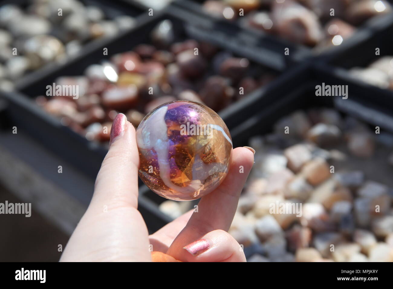 Vetro cristallo palla di marmo Foto Stock