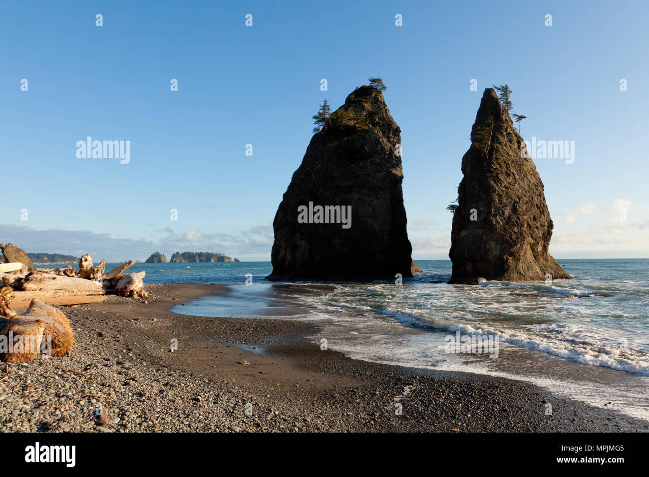 Rialto Beach, Olympic Costa, nello Stato di Washington, USA Foto Stock