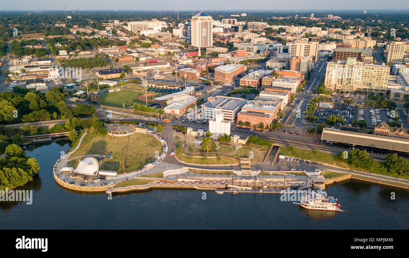 Riverfront e vista sulla città, Montgomery, Alabama, STATI UNITI D'AMERICA Foto Stock